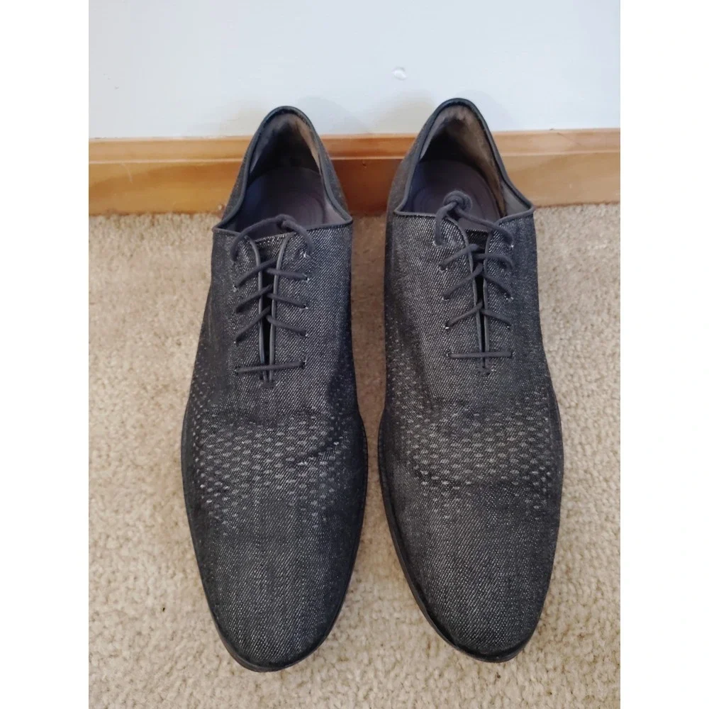 COLE HAAN Grand OS Dress Shoes Men 13 M FABRIC Grey Oxfords C25371 Old Money EUC